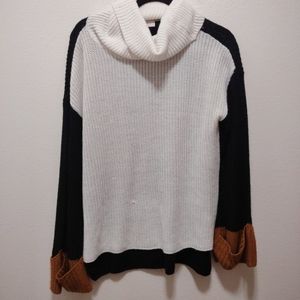 Leela & Lavendar Knit Color Block Cowl Neck Long Sleeve Sweater L
